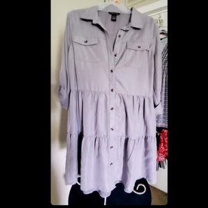 grey button down dress